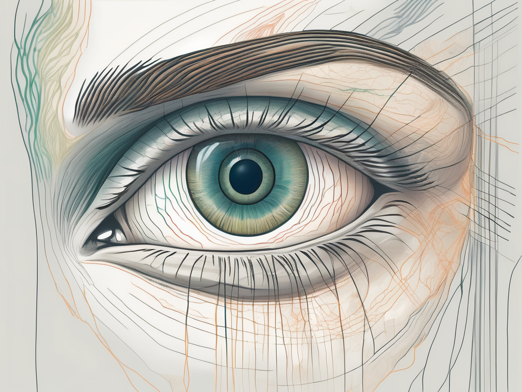 A human eye depicting the movement impairment caused by oculomotor nerve palsy