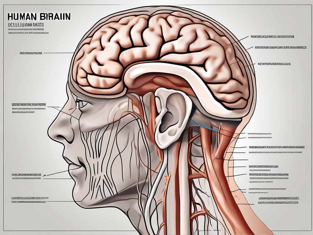 The human brain highlighting the oculomotor nerve and the eye muscles it supplies